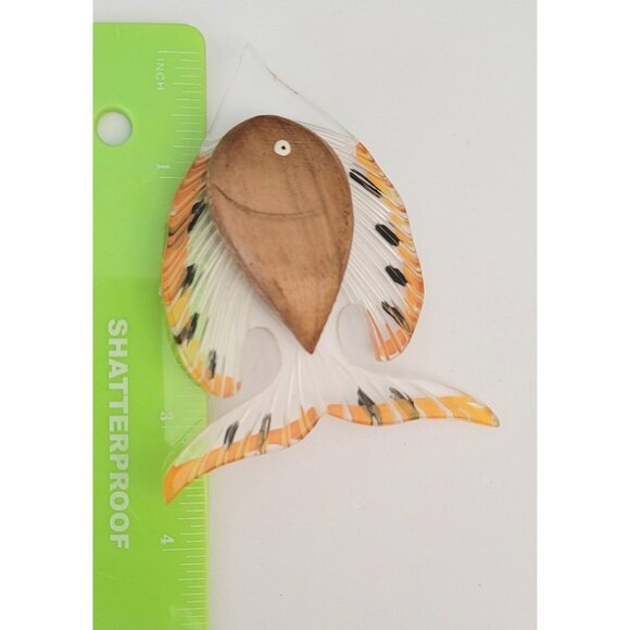 Clear Lucite, Carved Wood Fish Brooch, M149 - Picture 9 of 12